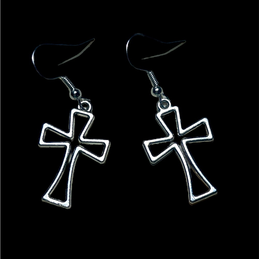Handcrafted Silver Cross Earrings